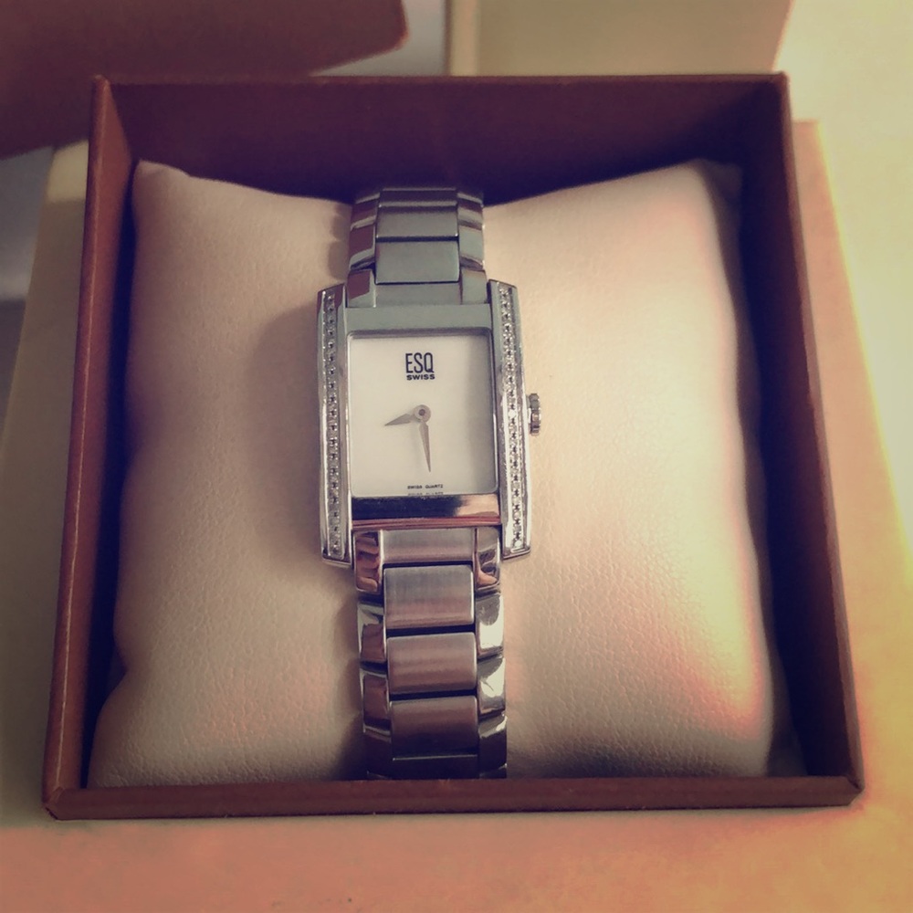 MOVADO Diamond Accented Stainless Steel Watch
